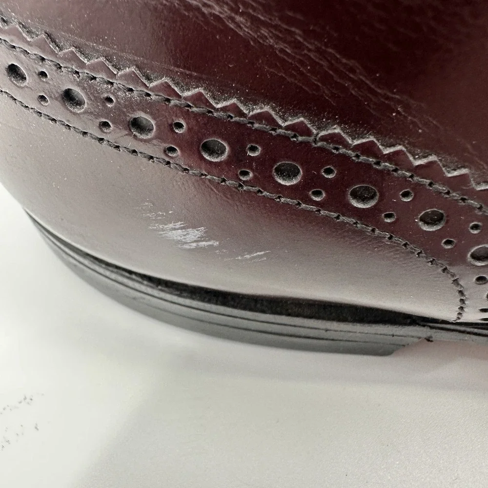 Hanover Wingtip Oxford Shoes Mens Size 10 Burgundy Leather Brogue‎ Dress Formal